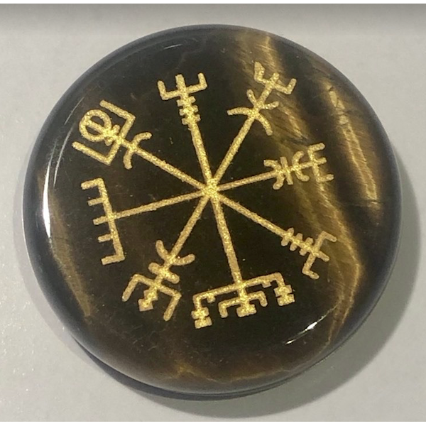 Viking Runic Compass Tigers Eye Gold